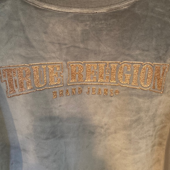 True Religion Gold Glitter Velvet Pullover Sz S - Picture 5 of 8